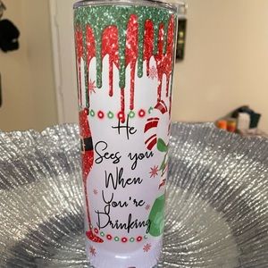 🍷 🎁🎄Christmas Hand Made Cup He sees you when your drinking 🍷🎄🎁